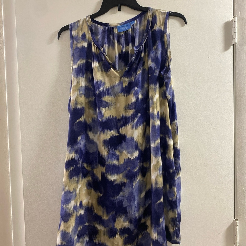 Simply Vera Vera Wang Blue and Gold Patterned‎ Dress